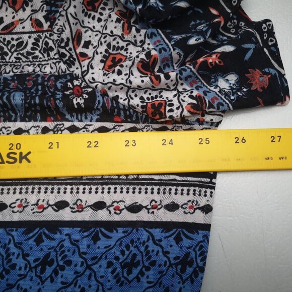 Claire France Ladies Size 3X Orange Blue Black & White Flutter Sleeves Top - Picture 7 of 9